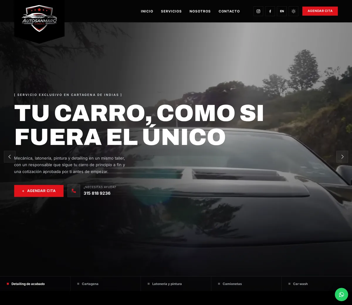 Portada del sitio de AutosanmarQ Service